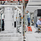 A photo of a dilution refrigerator inside the IBM Q lab